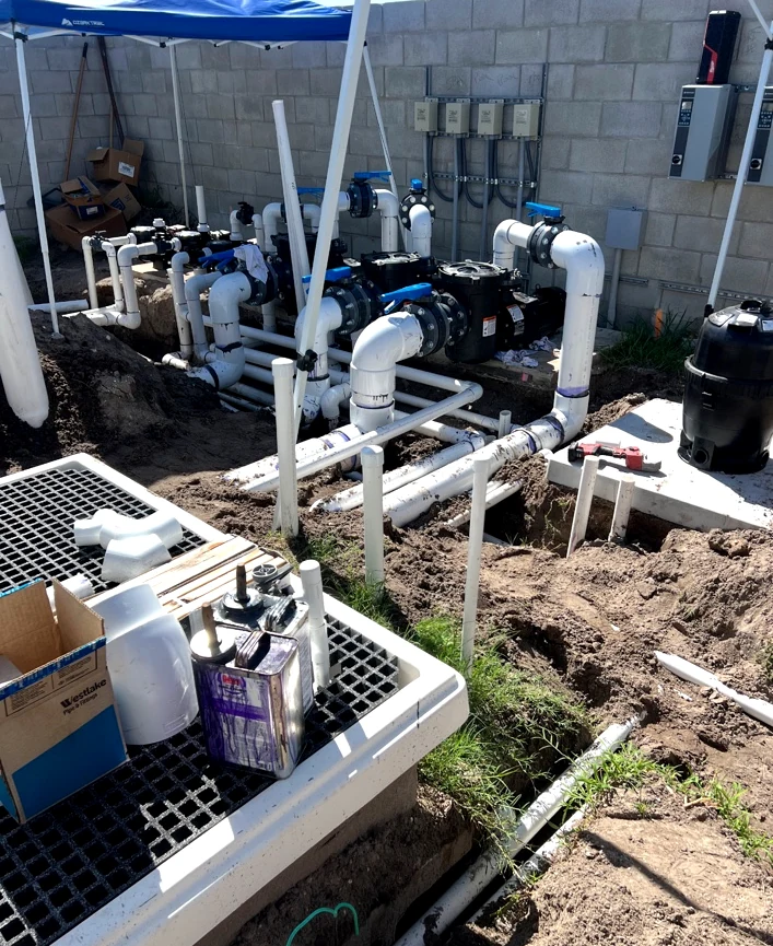 Commercial pool plumbing and filtration work